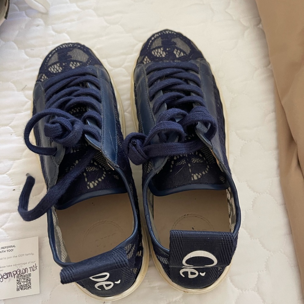 Only worn once size Chloe navy lace sneakers size 9